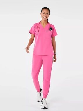 Figs F’ing Pink Scrub Top and Jogger Pants